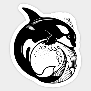 Orca Whale on the wave Sticker